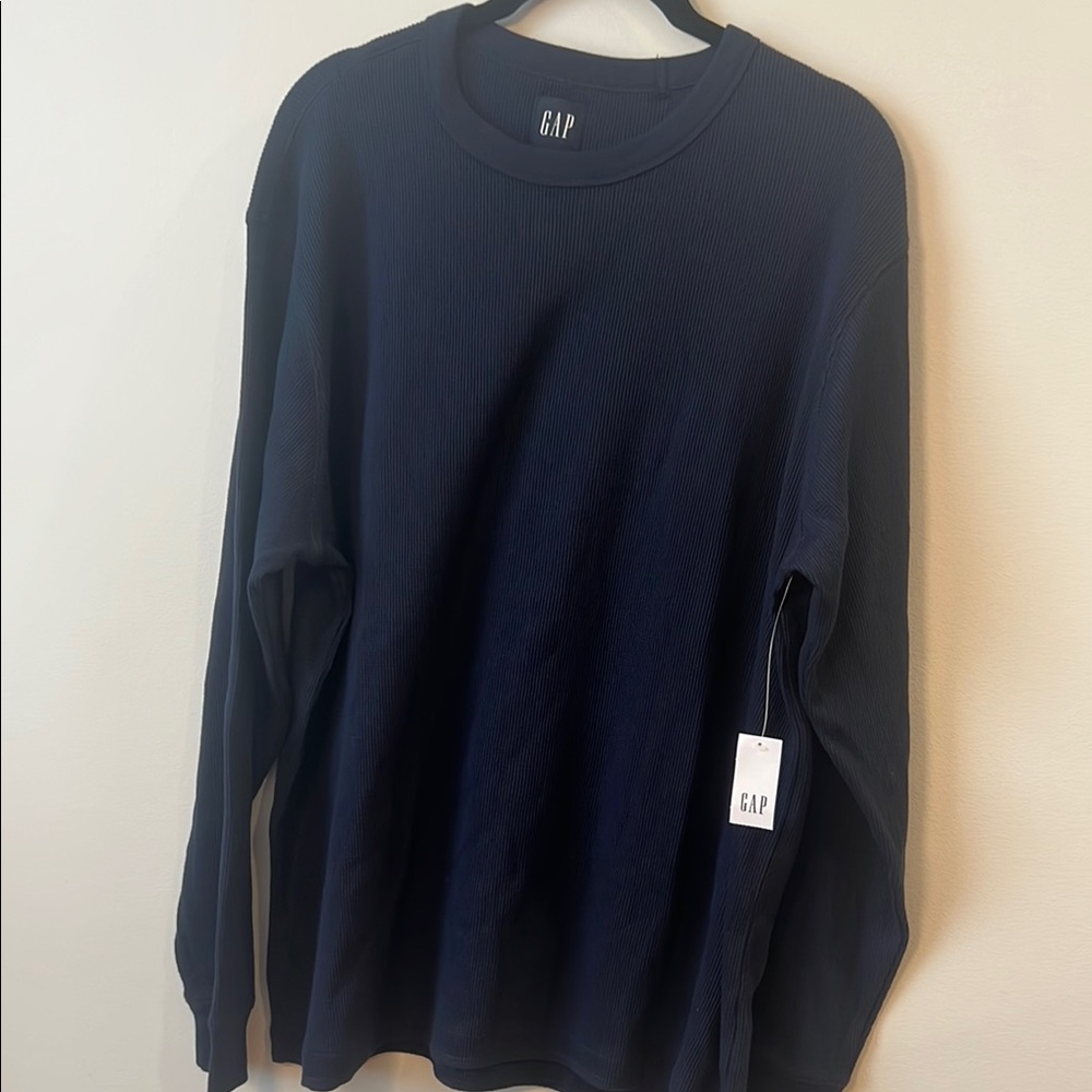 GAP Blue Long Sleeve Tee Classic Crew Neck